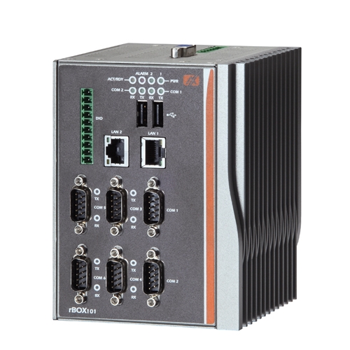 rBOX101-6COM Système informatique sans ventilateur Intel Atom Z510/520PT à montage DIN avec 6 COM